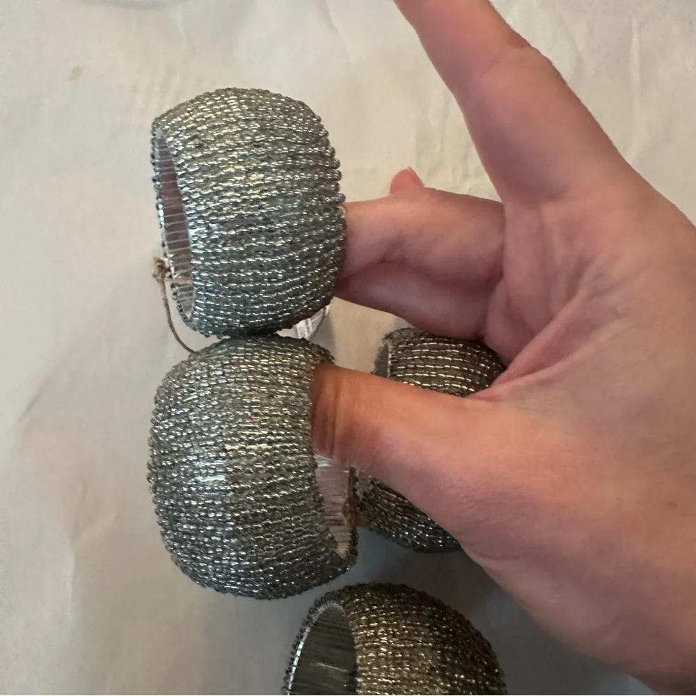 West Elm Metallic Beaded Napkin Rings